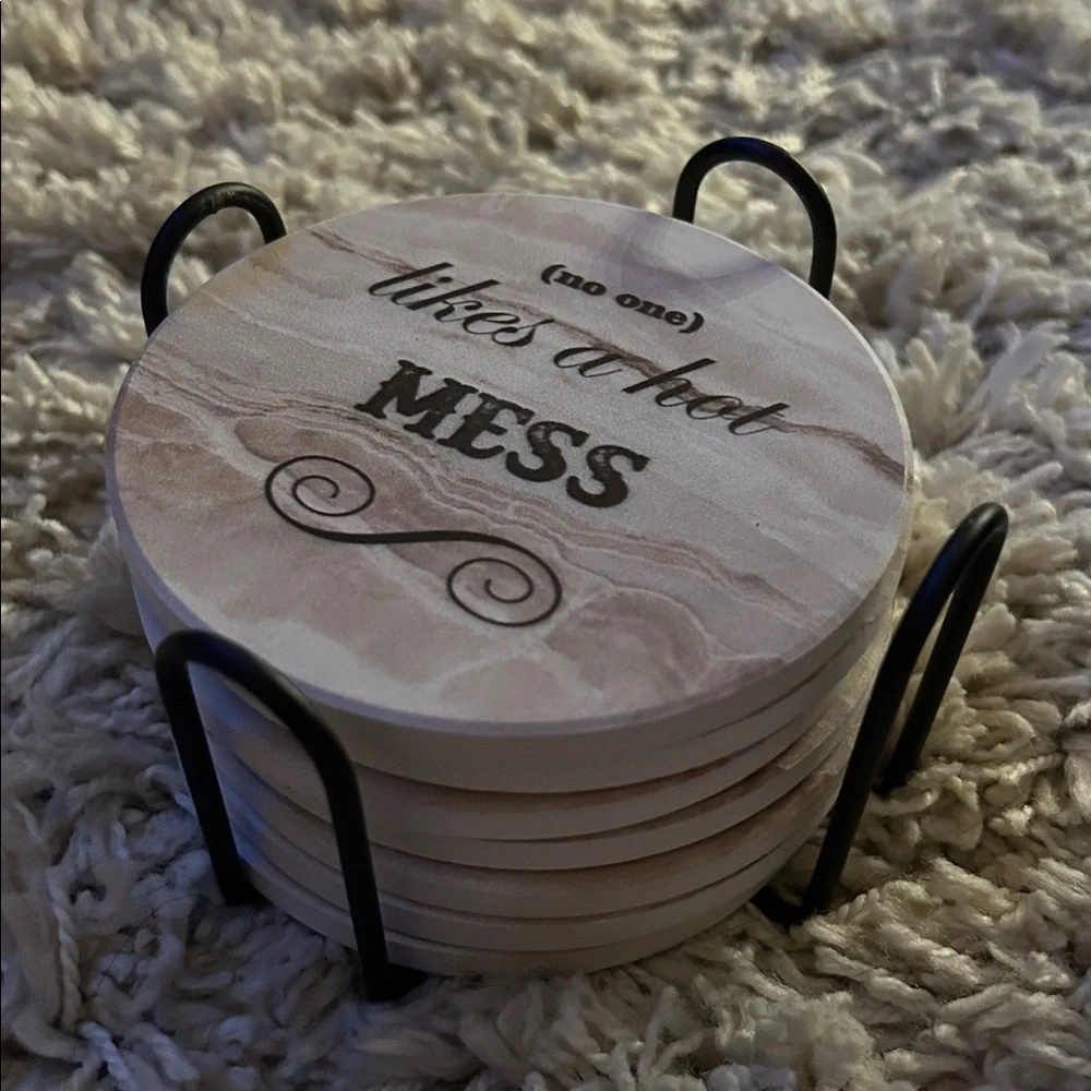 Funny Drink Coasters Set with holder